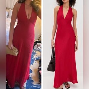 Reformation Delilah maxi linen dress lipstick red NWT